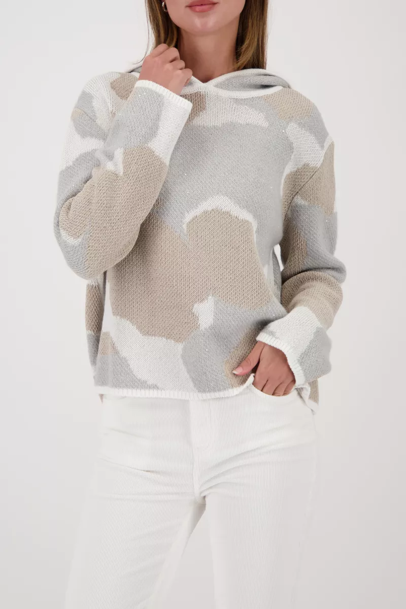 Monari-Knit sweater with cloud print-809639-196 Lattemacchiato pattern-BRUIN