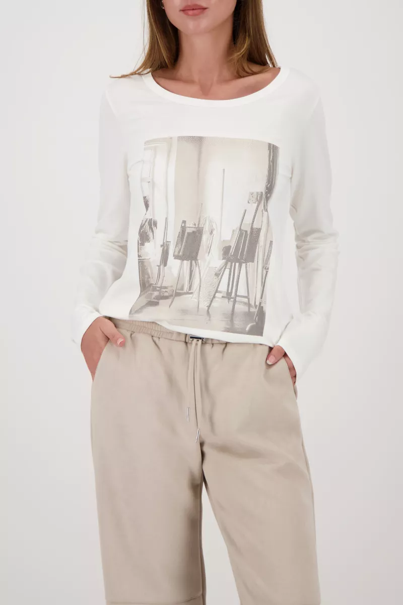 Monari-Longsleeve shirt with aterlier print-809403-102 Off white-OFF WHITE