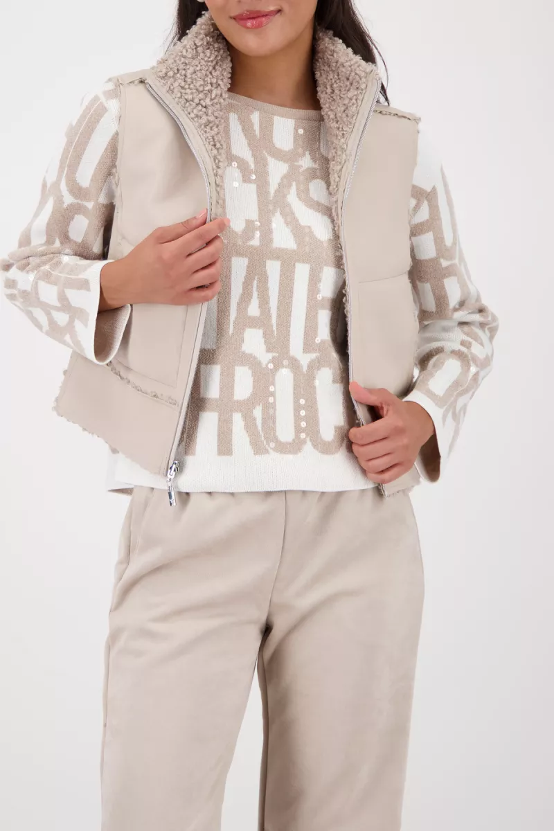 Monari-Reversible vest with fake fur-809265-194 Lattemachiato-BRUIN