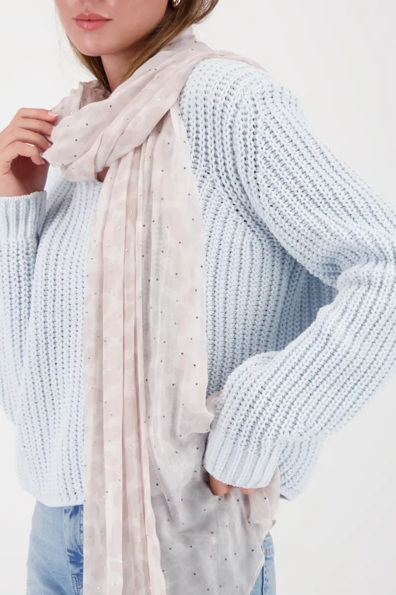 Monari-Scarf with leopard print-809678-196 Lattemacchiato pattern-BRUIN