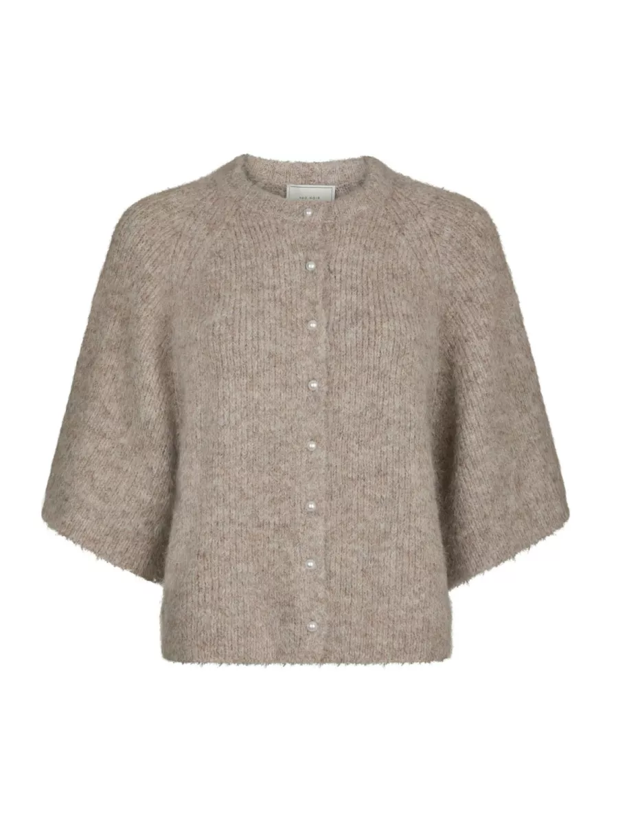 Neo Noir-Amaya Fluffy Knit Cardigan-167529-976 Beige Melange-BEIGE