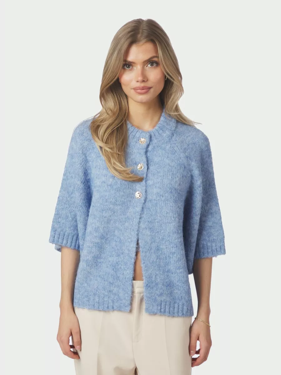 Neo Noir-Benuta Fluffy Knit Cardigan-165816-142 Dusty Blue-LICHT BLAUW