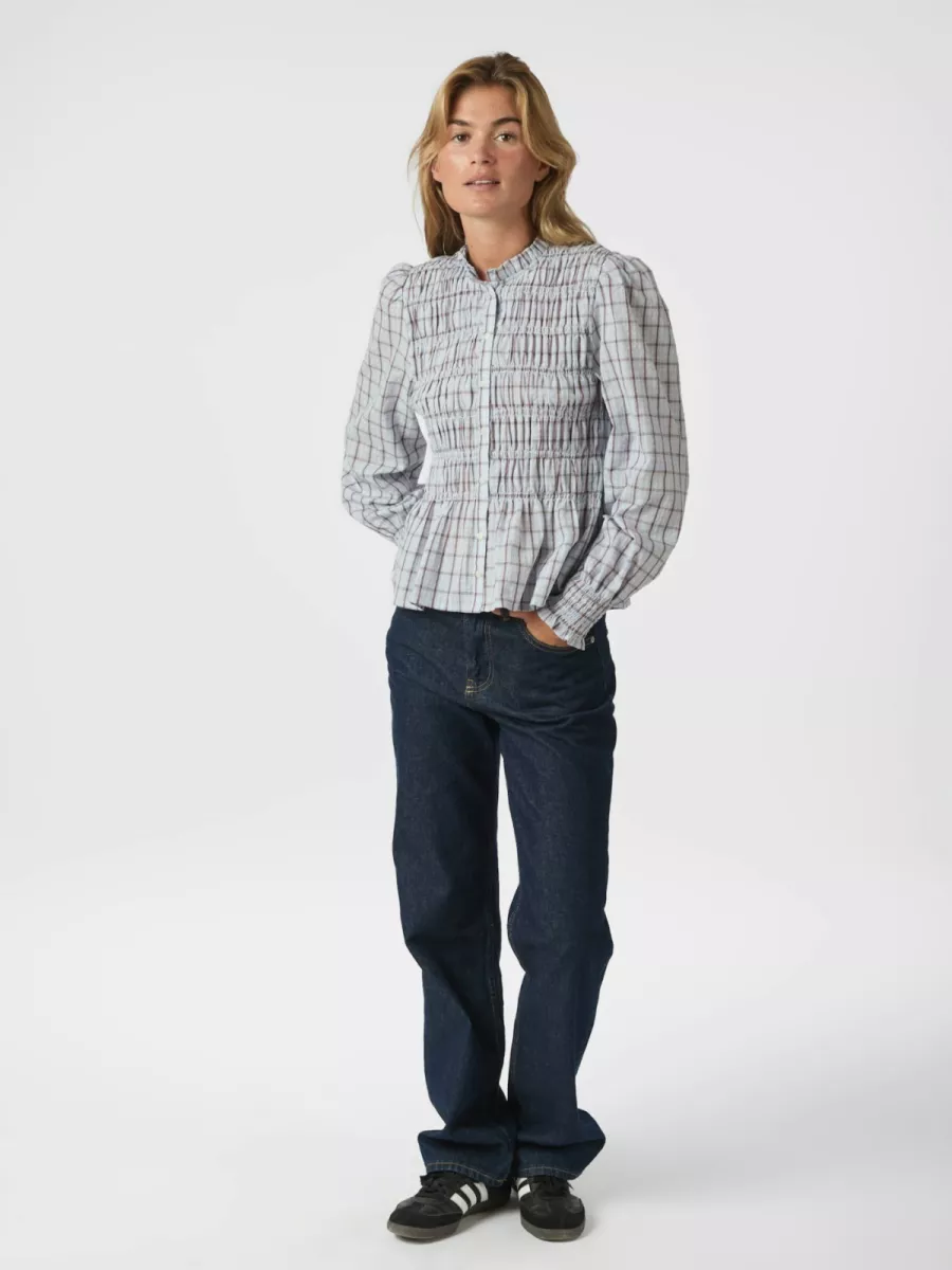 neo-noir-mocca-smock-check-blouse-166900-145-light-blue-licht-blauw-3 Neo Noir-Mocca Smock Check Blouse-166900-145 Light Blue-LICHT BLAUW