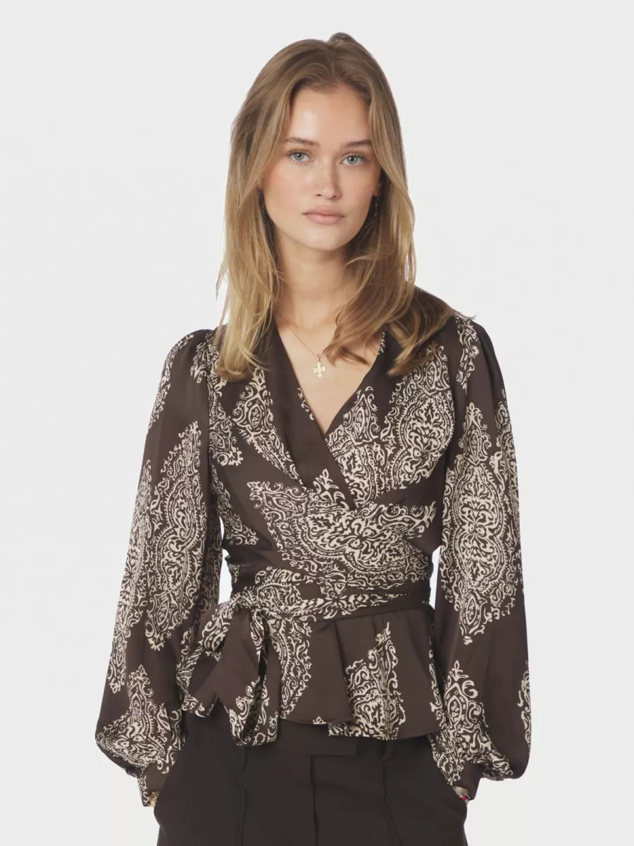 Neo Noir-Rista Paisley Drop Blouse-166208-676 Dark Brown-DONKER BRUIN