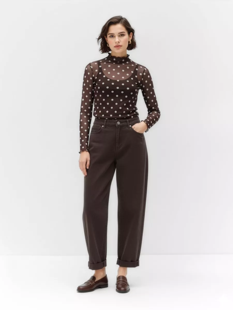 object-objnela-ls-o-neck-mesh-top-rep-23046001-seal-brown-white-dots-bruin-combinaties-2 OBJECT-OBJNELA LS O-NECK MESH TOP REP-23046001-Seal Brown White Dots-BRUIN COMBINATIES