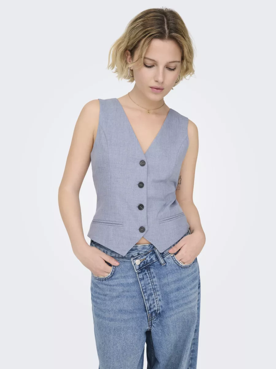 ONLY-ONLLINDA S/L MEL FIT WAISTCOAT TLR-15336753-Vintage Indigo-INDIGO
