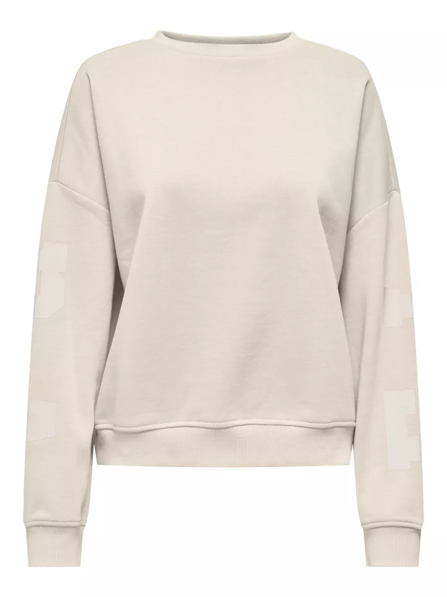 ONLY-ONLSWEAT L/S BACK/SLEEVE PRINT SWT-15356793-Birch-CREME