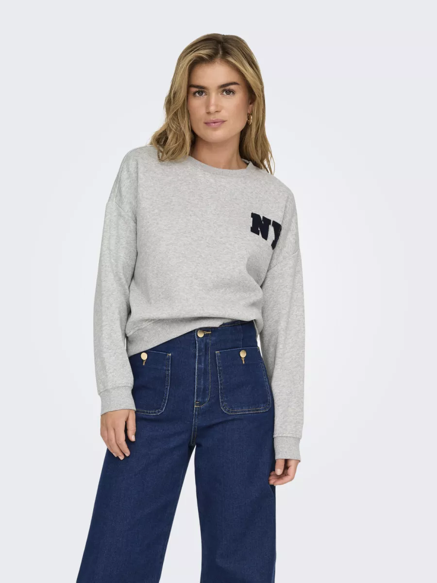 ONLY-ONLSWEAT LIFE L/S CREW O.SIZE STATE-15254183-Light Grey Melange-LICHT-/PAREL GRIJS