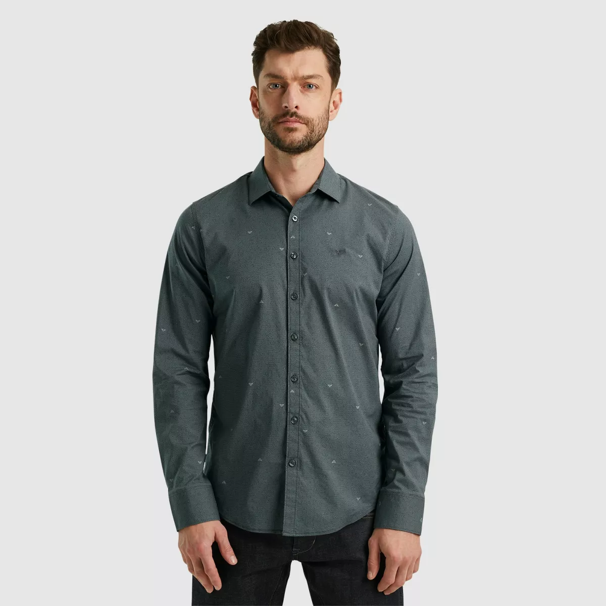 PME LEGEND-Long Sleeve Shirt Print On Poplin-PSI2410203-9139 Black onyx-BLACK