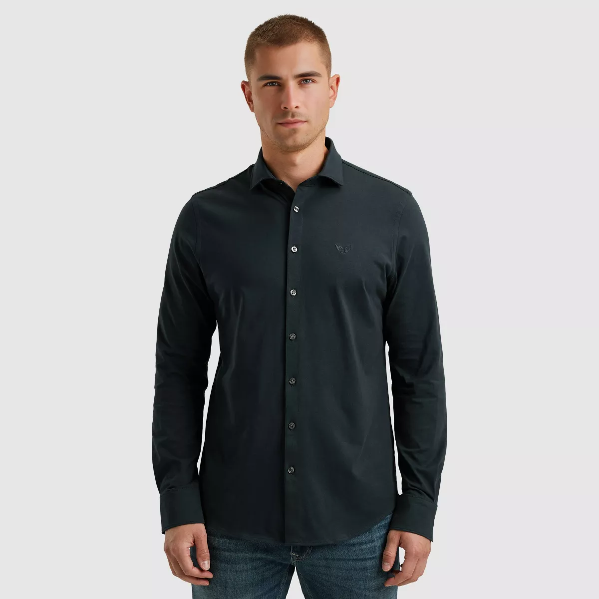 PME LEGEND-LONG SLEEVE SHIRT Satin Jersey-PSI2511234-5286 Navy blazer-NAVY