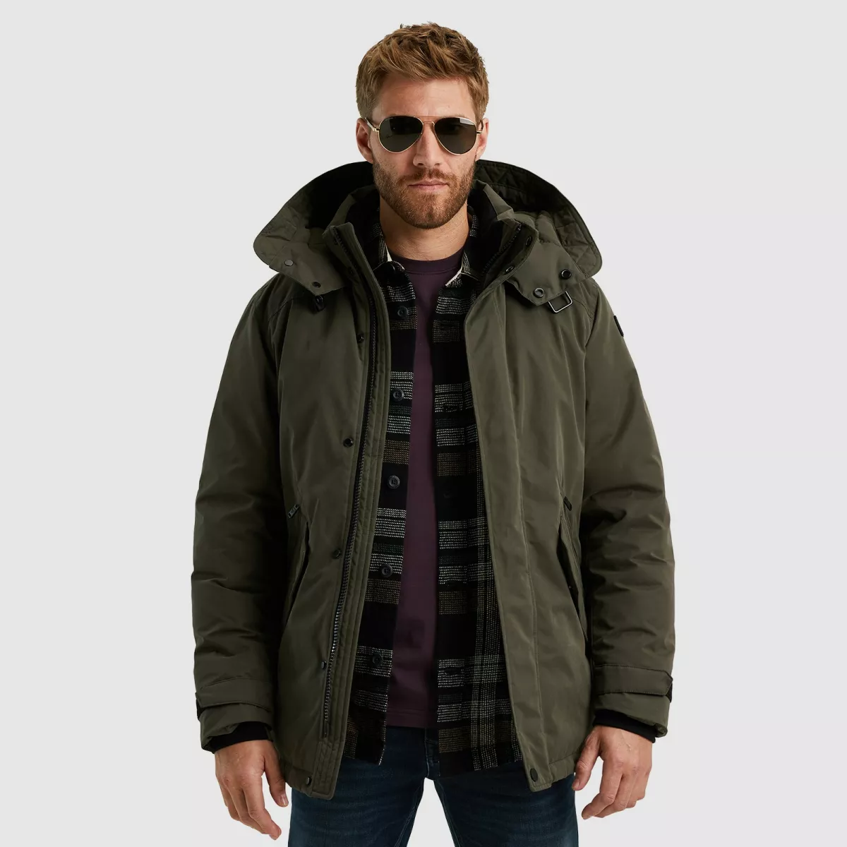 PME LEGEND-Semi long jacket TUPULAR Soapy Pea-PJA2409148-8039 Beluga-BRUIN