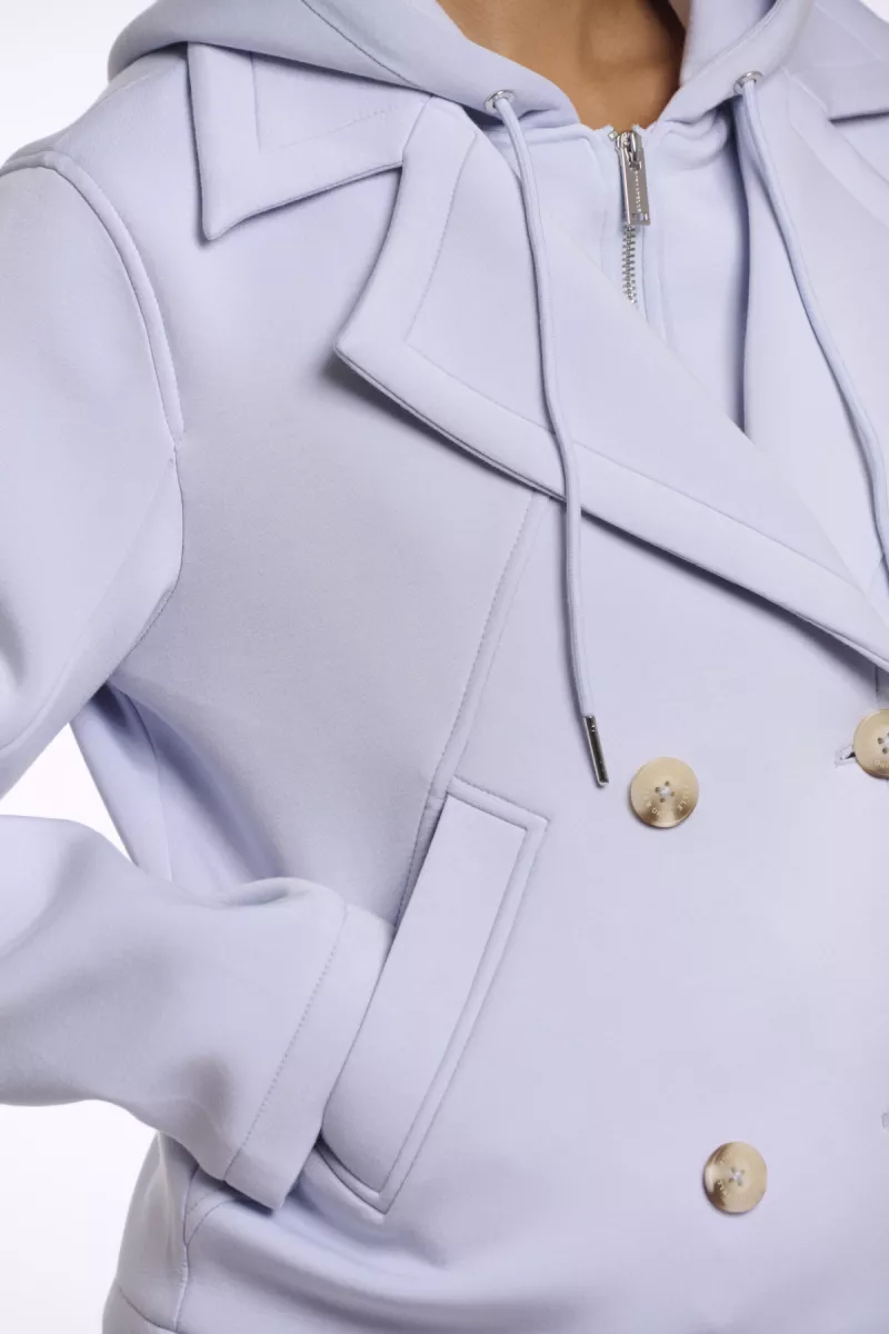 RINO & PELLE-Double Breasted Jacket With Detachble Hood Collar-Jennifer.7002621-11014 Artic Blue-BLAUW