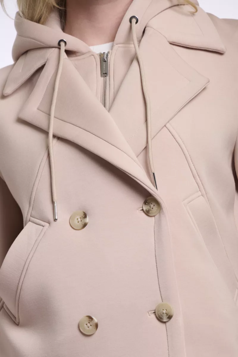 RINO & PELLE-Double Breasted Jacket With Detachble Hood Collar-Jennifer.7002621-11018 Smoked Pearl-PAREL