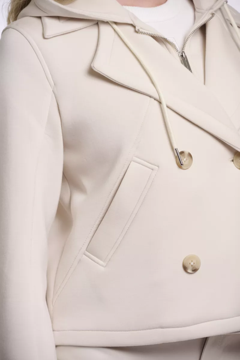 RINO & PELLE-Double Breasted Jacket With Detachble Hood Collar-Jennifer.7002621-9030 Birch-CREME