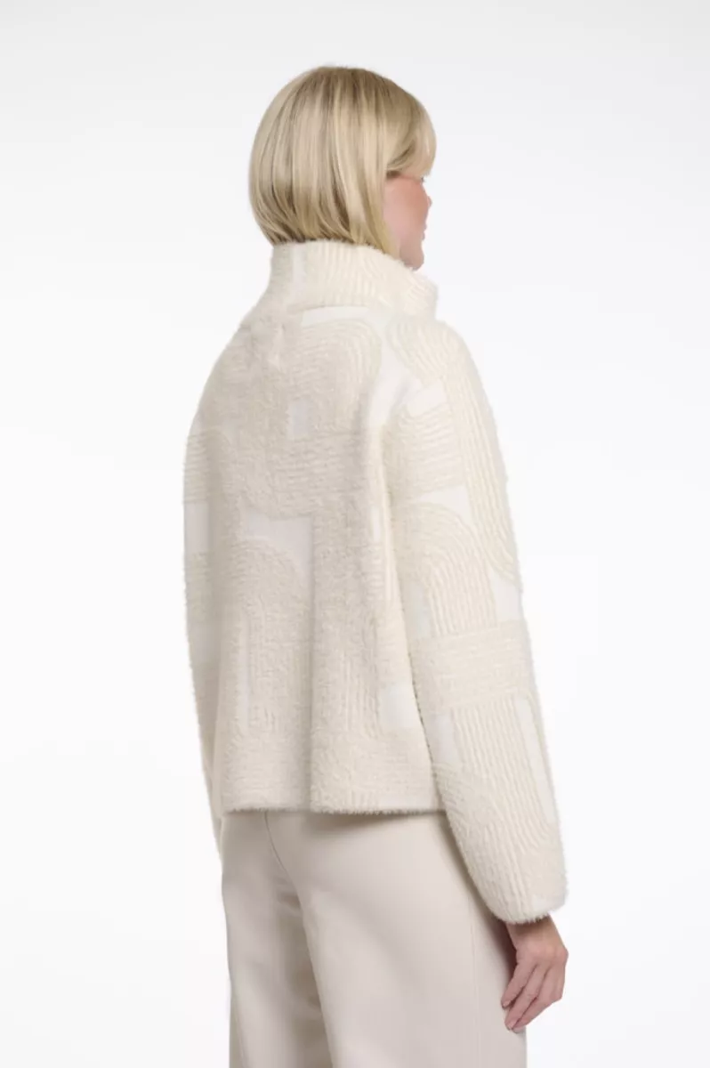 RINO & PELLE-Short Double Breasted Jacket-Beth.5012621-11063 Birch Labyrinth-CREME