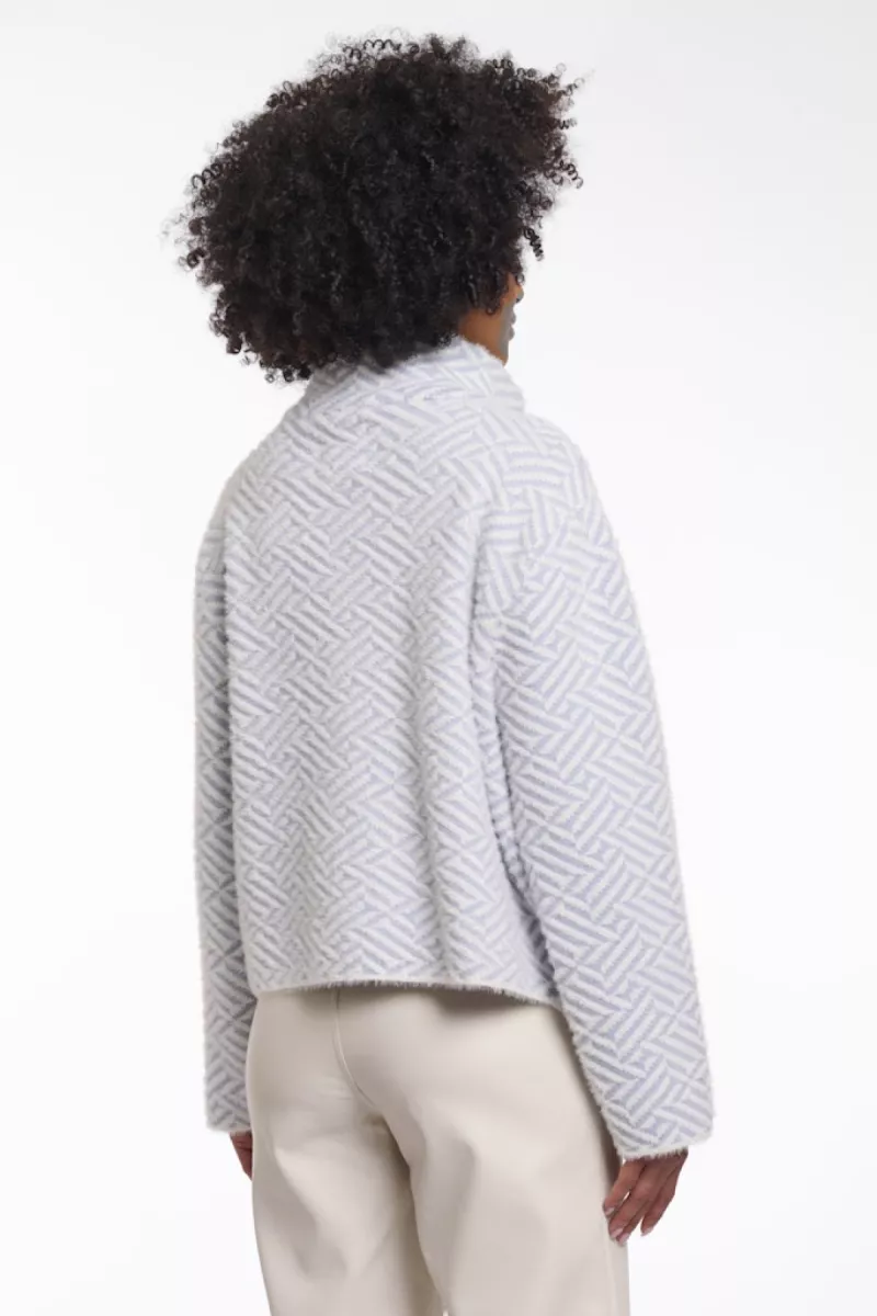 RINO & PELLE-Short Double Breasted Jacket-Beth.5012621-11064 Light Blue Graphic-LICHT BLAUW