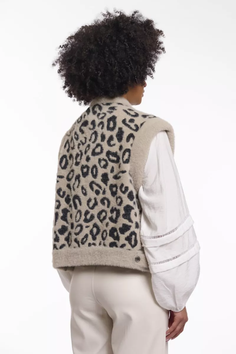 RINO & PELLE-Short Waistcoat-Elona.5012621-11066 Desert Leopard-BRUIN COMBINATIES