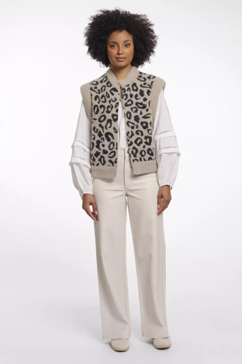 RINO & PELLE-Short Waistcoat-Elona.5012621-11066 Desert Leopard-BRUIN COMBINATIES