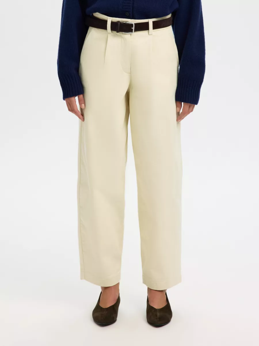 Selected Femme-SLFBARREL ALMA-HADI MW PANT-16099428-Birch-CREME