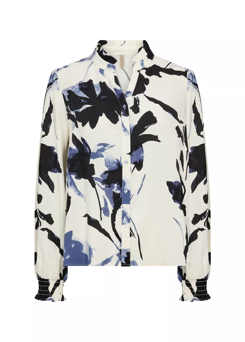 SOYA CONCEPTS-Blouse LM-Bene 1-6910-BLAUW COMBINATIE