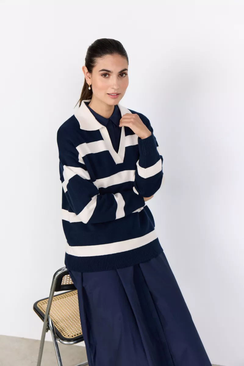 SOYA CONCEPTS-Pullover-Kanita Stripe 32-96910-BLAUW COMBINATIE