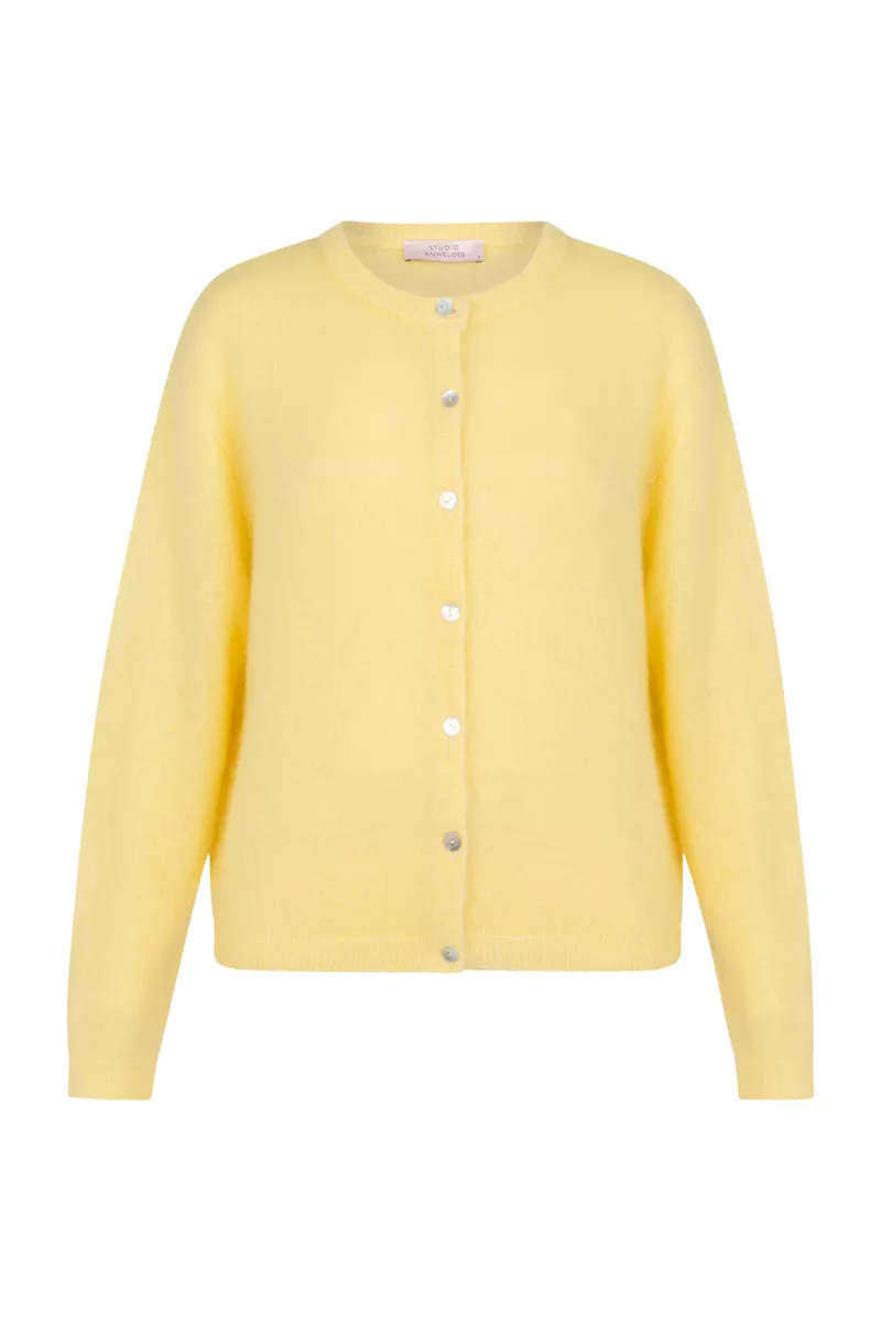 STUDIO ANNELOES-Bibi mohair cardigan-13457-2100 Butter yellow-GEEL