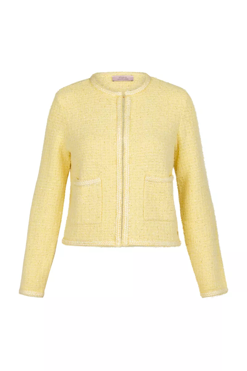 STUDIO ANNELOES-Bibi mohair cardigan-13459-2100 Butter yellow-GEEL