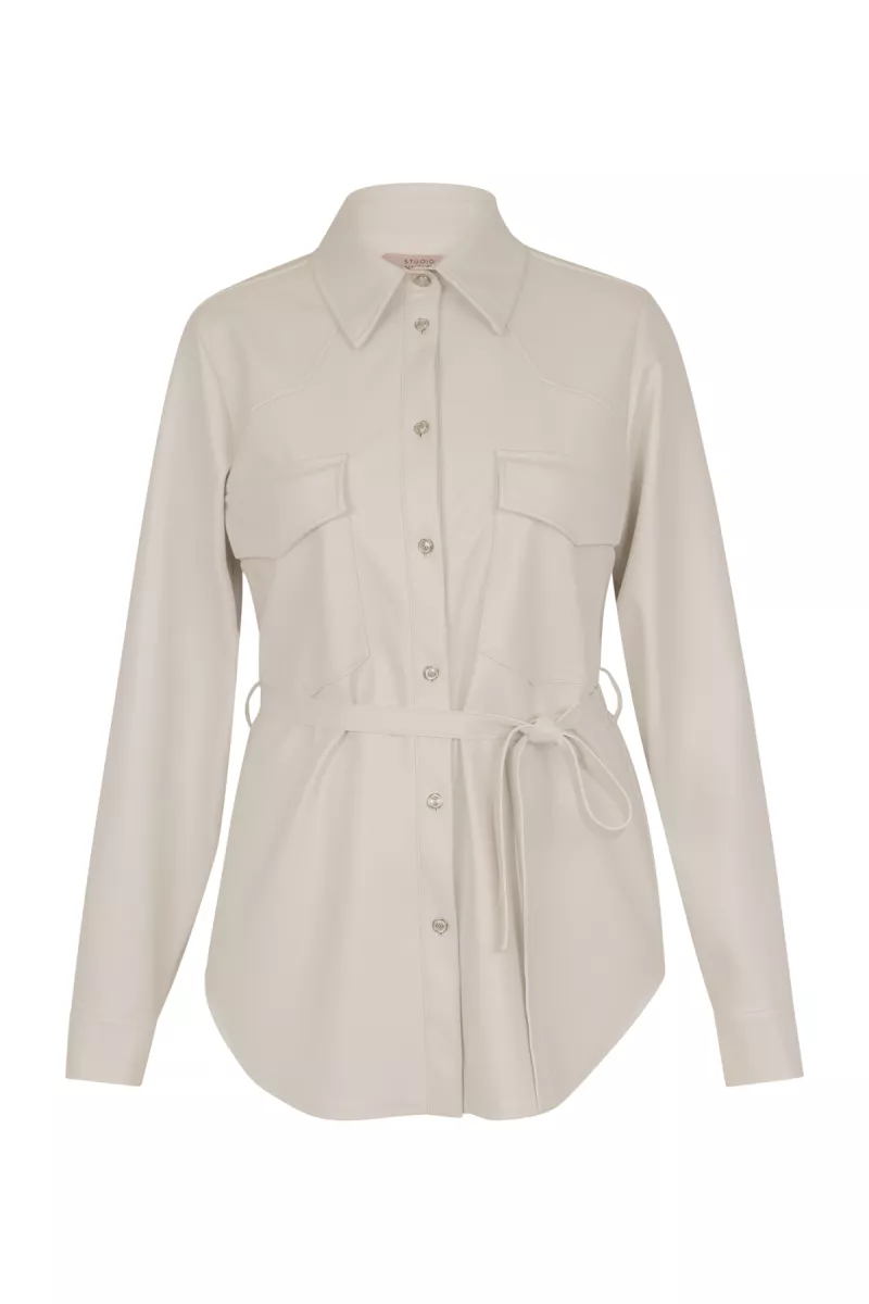 STUDIO ANNELOES-Bodil faux leather blouse-13453-1400 Kit-KIT