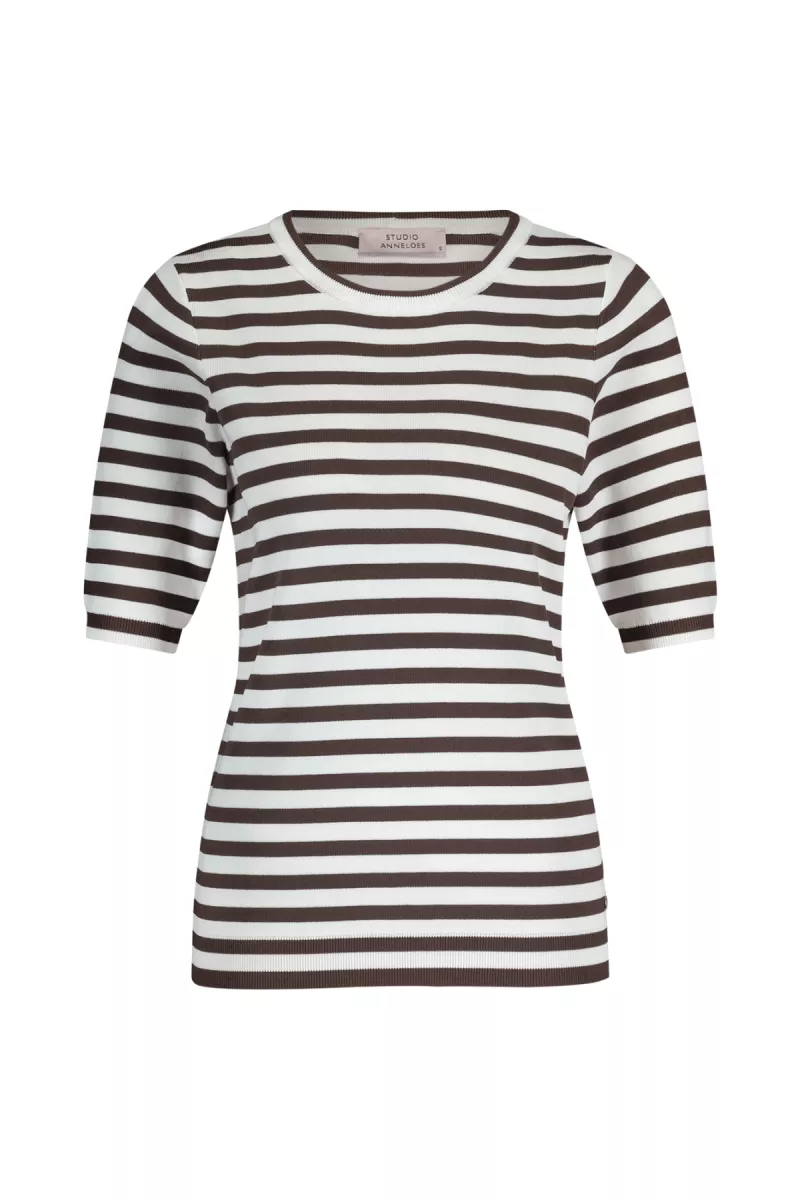 STUDIO ANNELOES-Luna ssl stripe pullover-13060-1187 Off white espresso-OFF WHITE