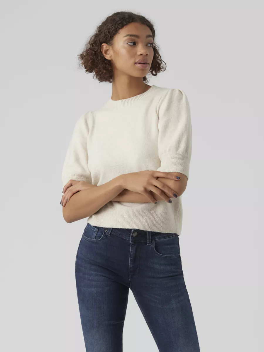 VERO MODA-VMDOFFY 2/4 O-NECK PULLOVER GA NOOS-10278313-Birch-CREME