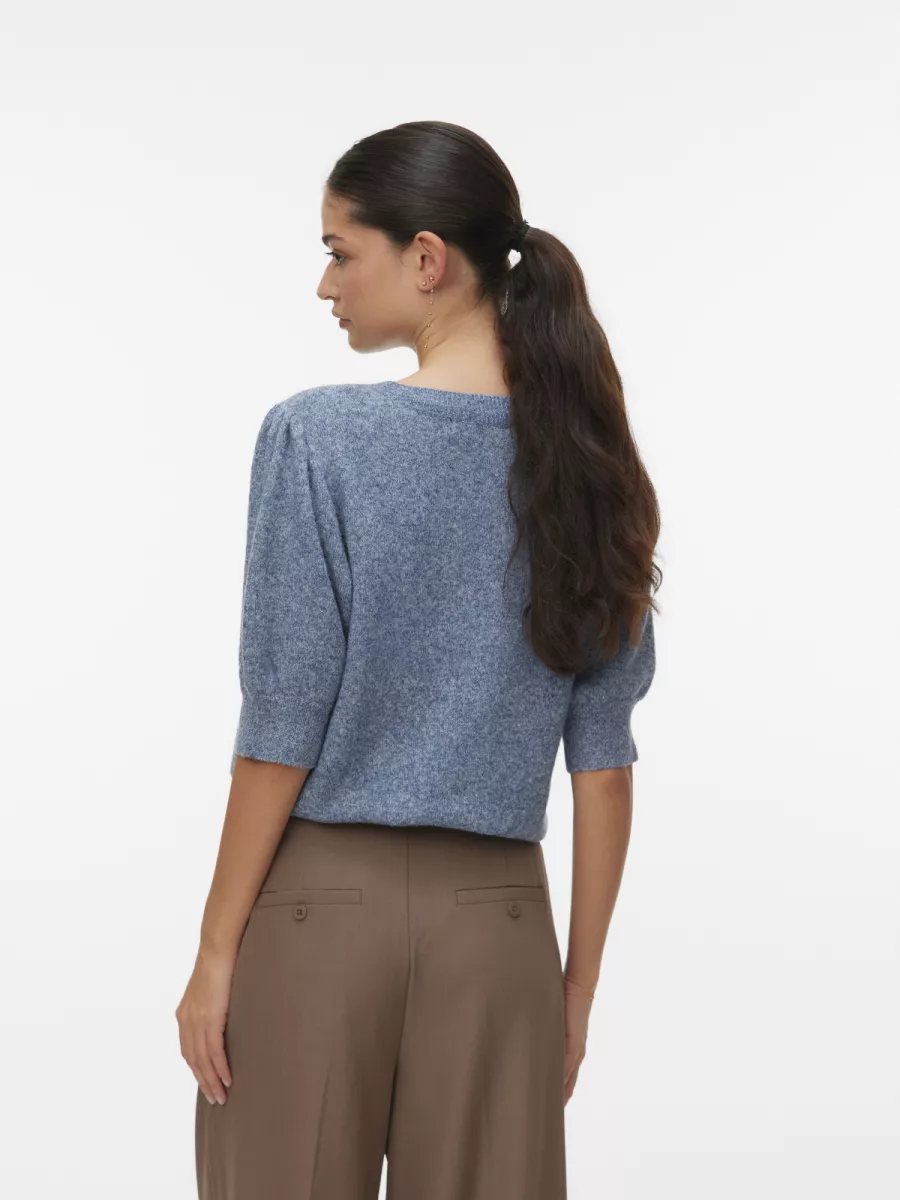 VERO MODA-VMDOFFY 2/4 O-NECK PULLOVER GA NOOS-10278313-Dark Denim-DONKER DENIM