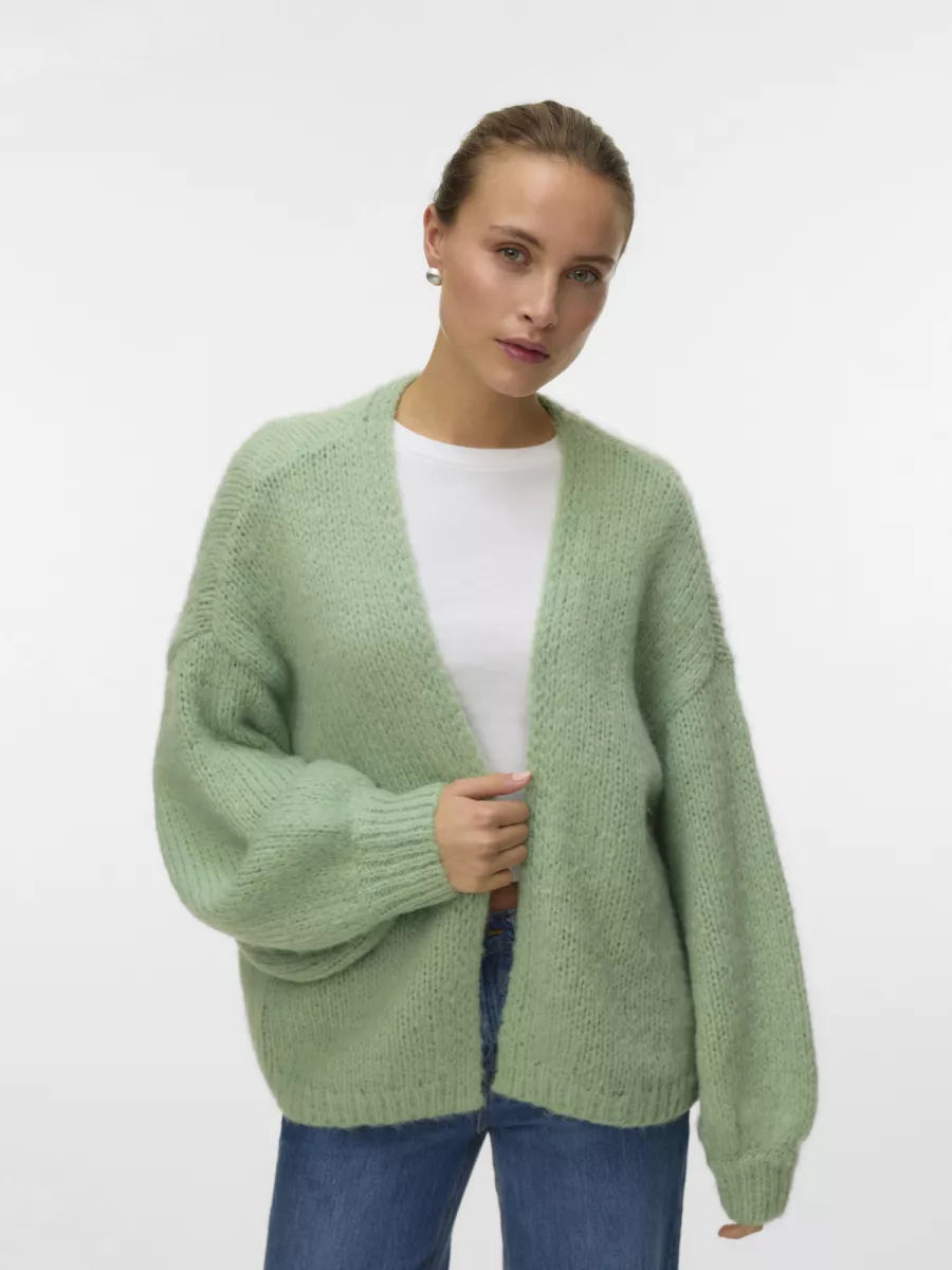 VERO MODA-VMMAYBE LS OPEN CARDIGAN NOOS-10273101-Mistletoe-GROEN