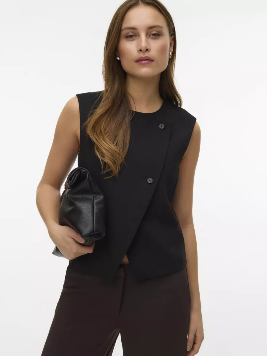 VERO MODA-VMPHILINE SL WAISTCOAT-10338640-Black-BLACK
