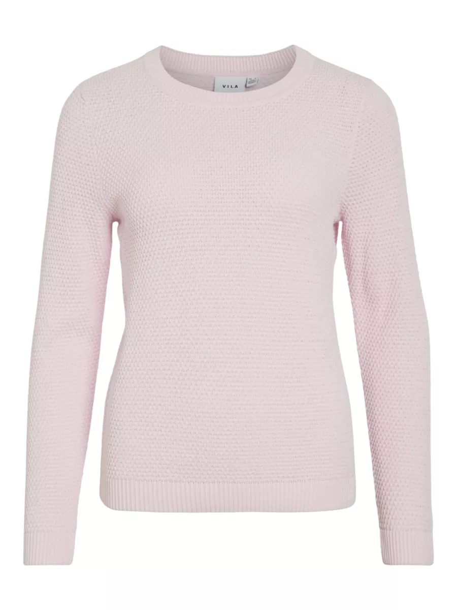 VILA-VIDALO O-NECK L/S KNIT TOP- NOOS-14082767-Cherry Blossom-ROSE