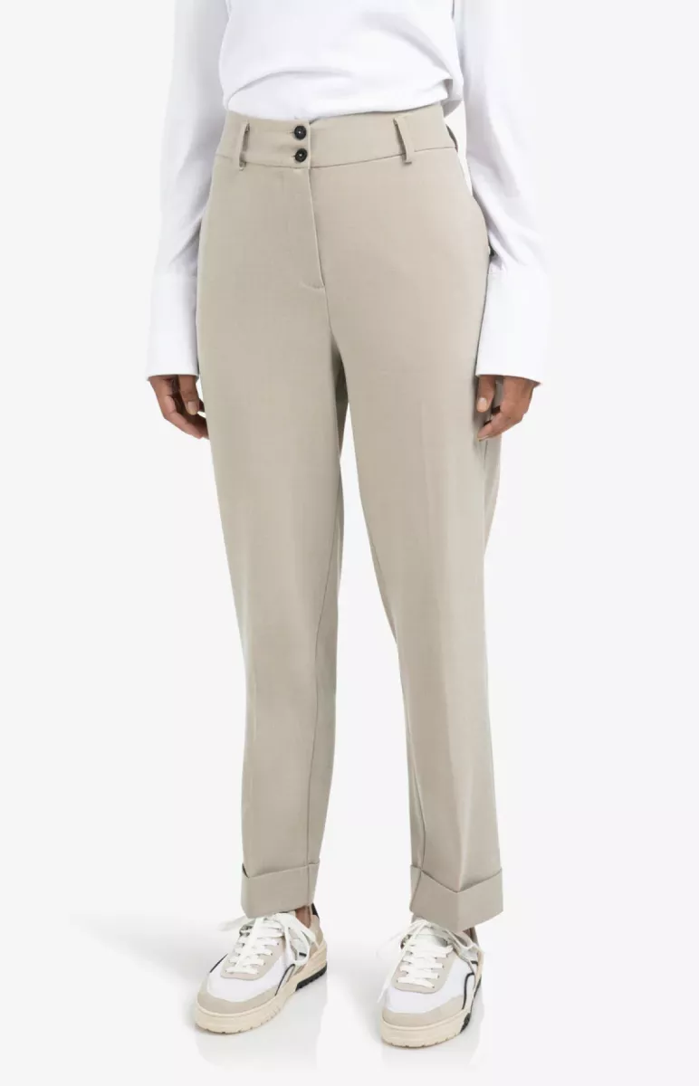YAYA-High waist pantalon; Polyester/Rayon Silk/Elastane-01-301223-509-99007-ZAND