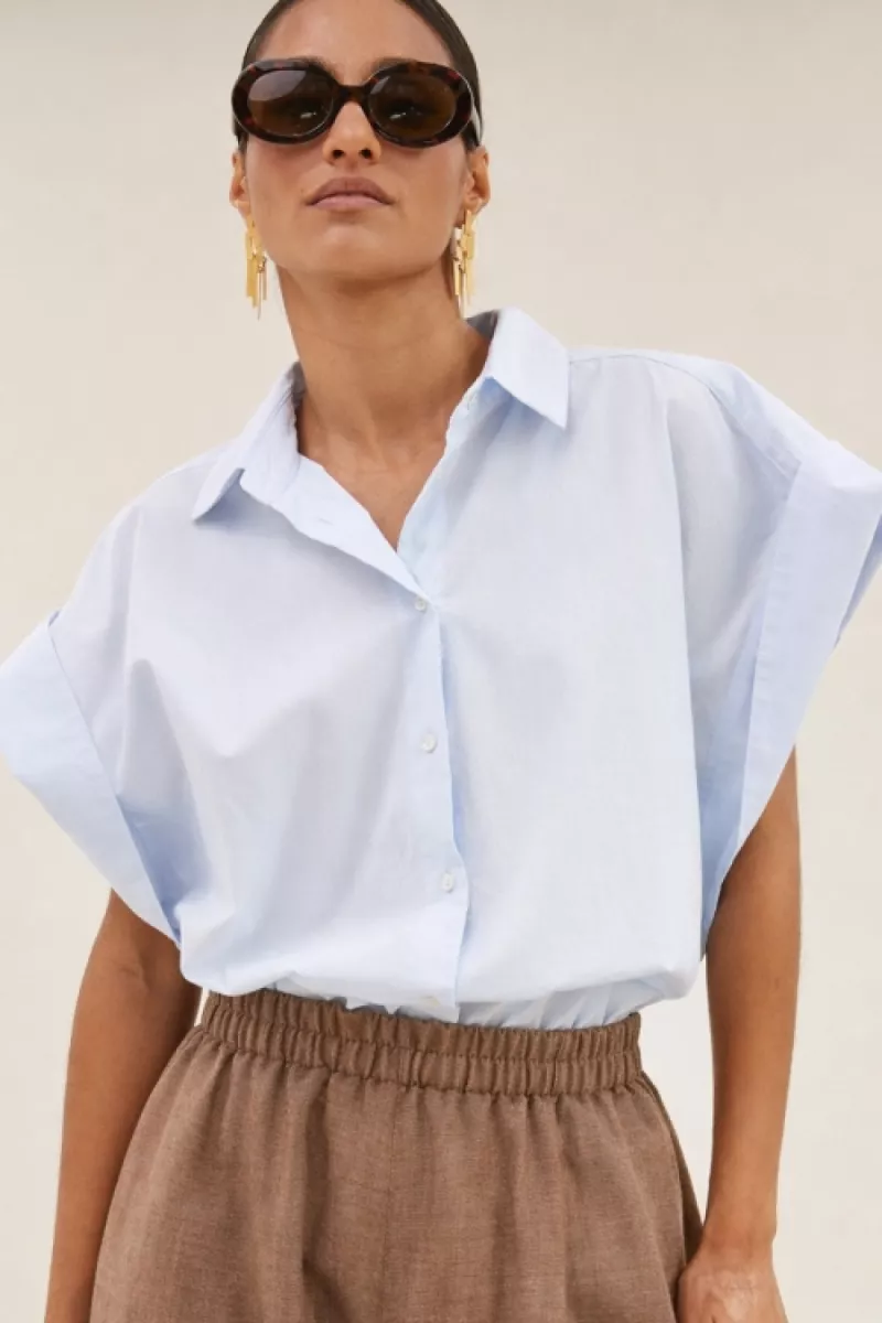 By-bar-Sarah Short Stripe-26112082-650 Light Blue-LICHT BLAUW