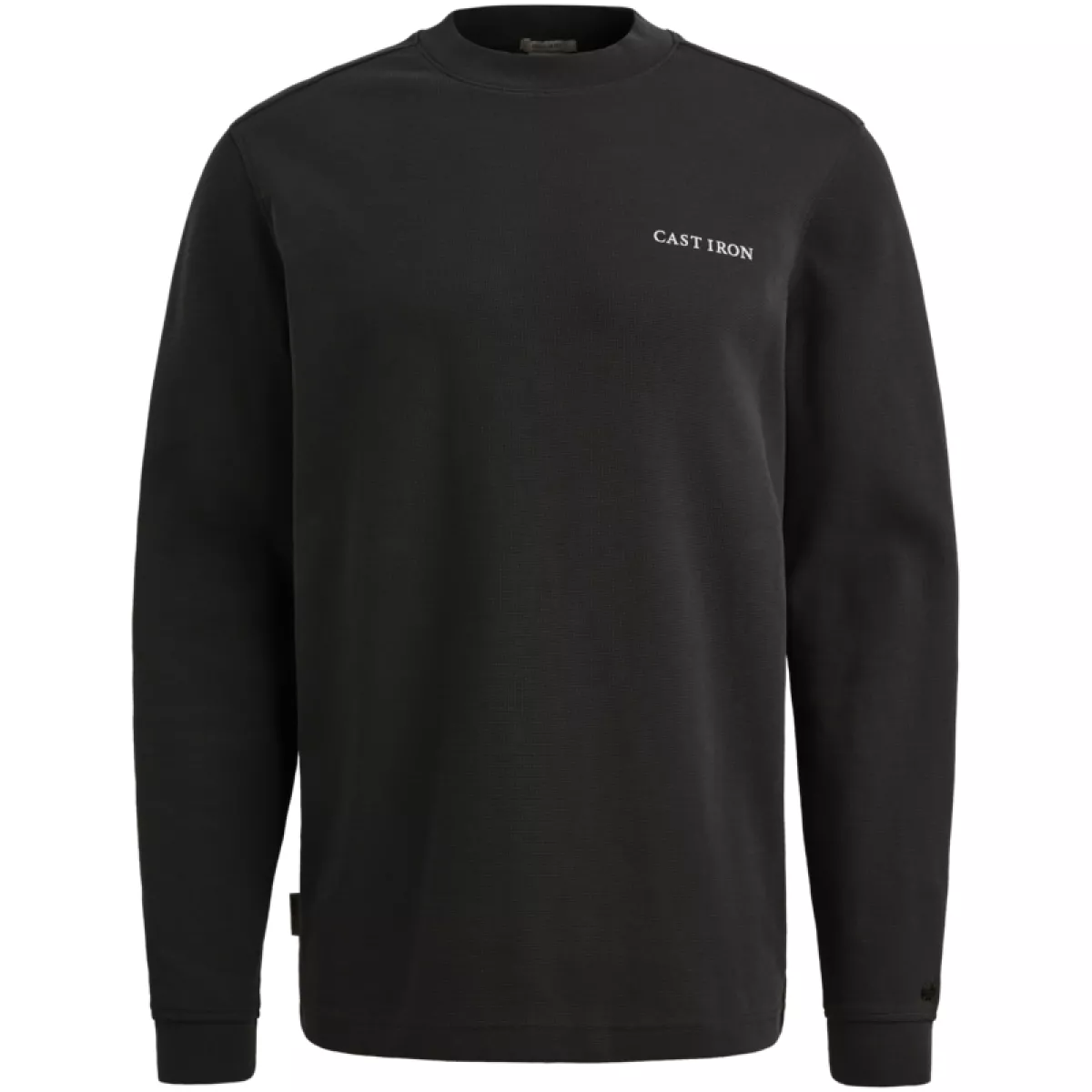 CAST IRON-Long sleeve r-neck regular fit str-CTS2602511-9159 Black sand-ZWART