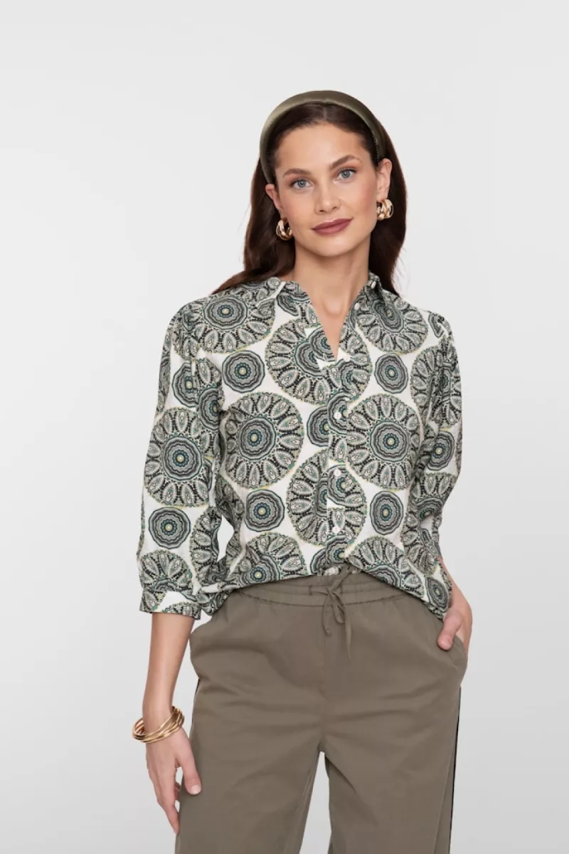 GEISHA-Blouse-63253-20-530 green/ecru-GROEN