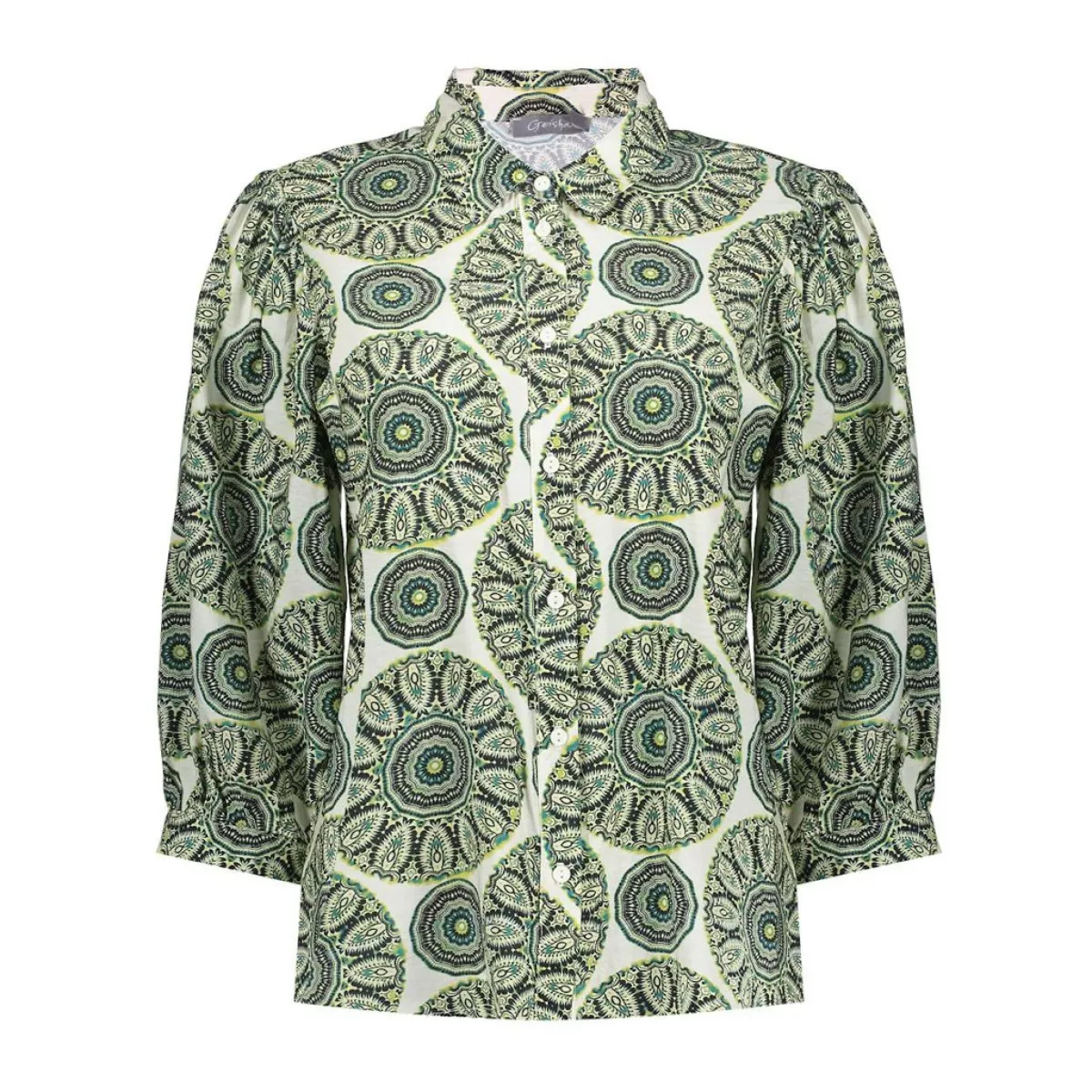 GEISHA-Blouse-63253-20-530 green/ecru-GROEN