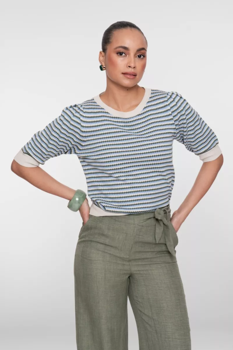 GEISHA-Pull stripe lrx-64066-14-711 kit lurex olive blue-KIT