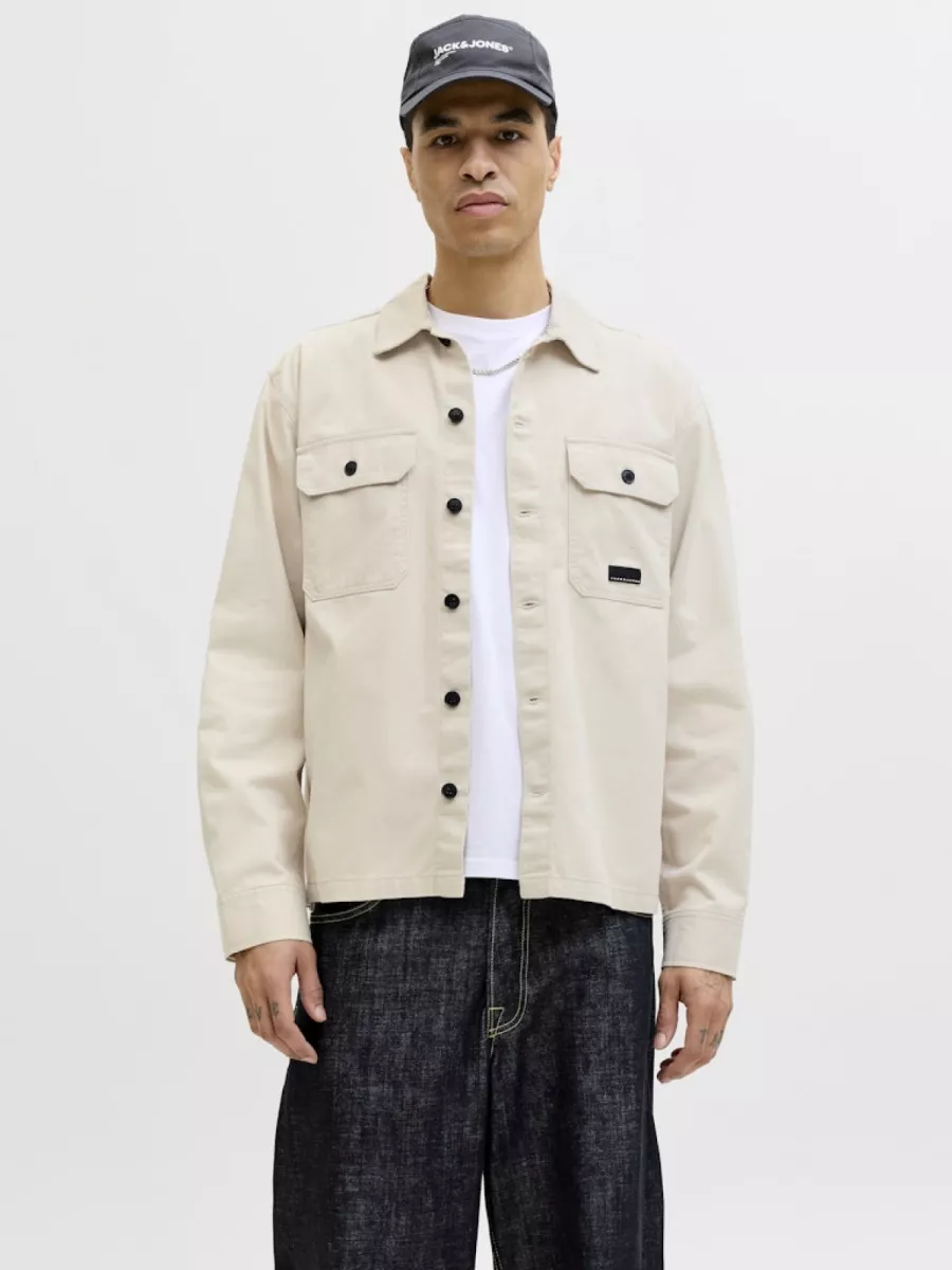 JACK & JONES-JCOBEN CLASSIC FUSION BADGE OVERSHI-12293685-Moonbeam-ECRU