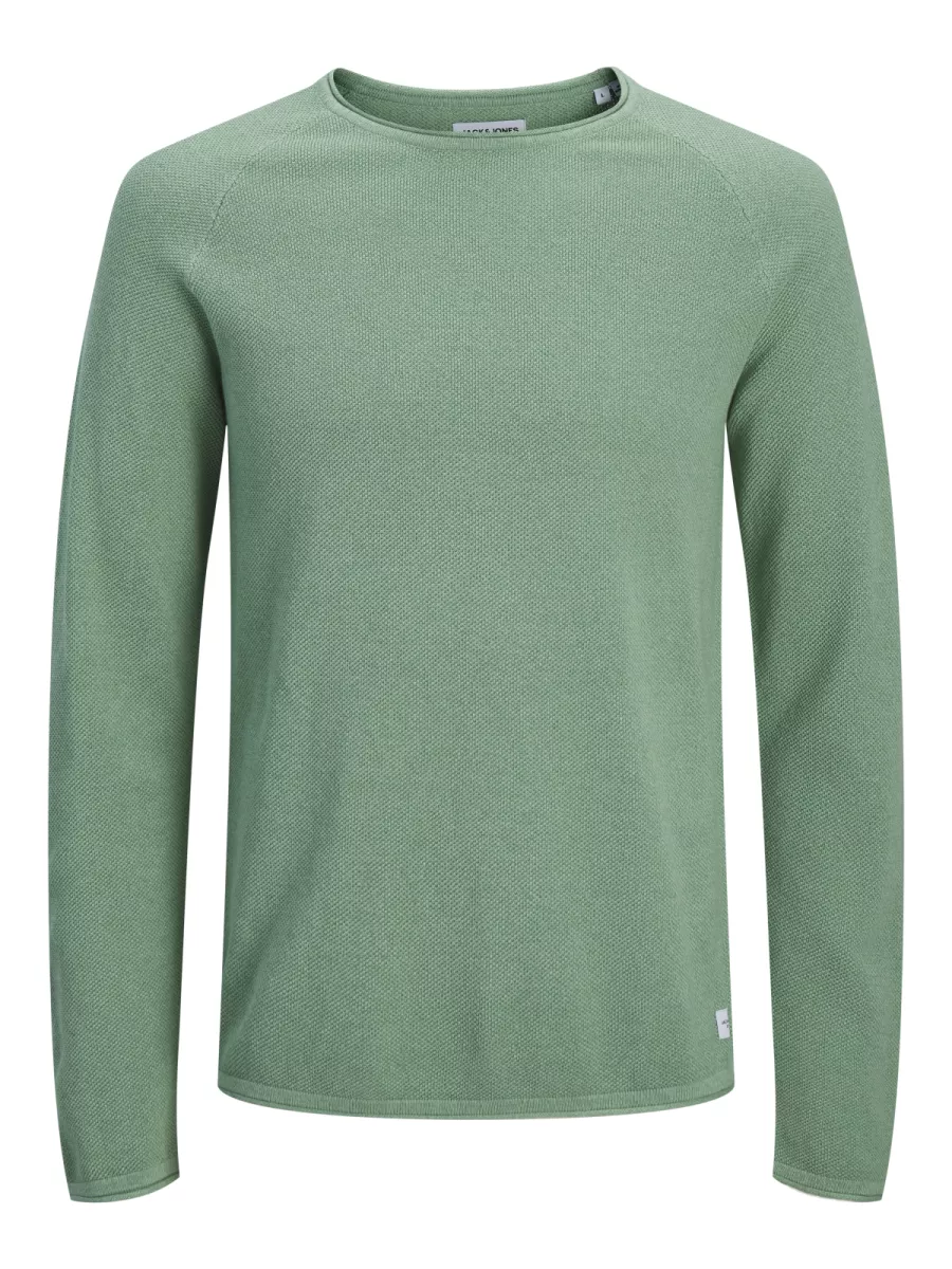 JACK & JONES-JJEHILL KNIT CREW NECK NOOS-12157321-Granite green-GROEN