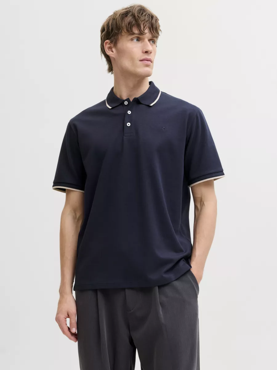 JACK & JONES-JPRBLAETHAN DETAIL SS POLO SN-12292983-Night sky-NAVY