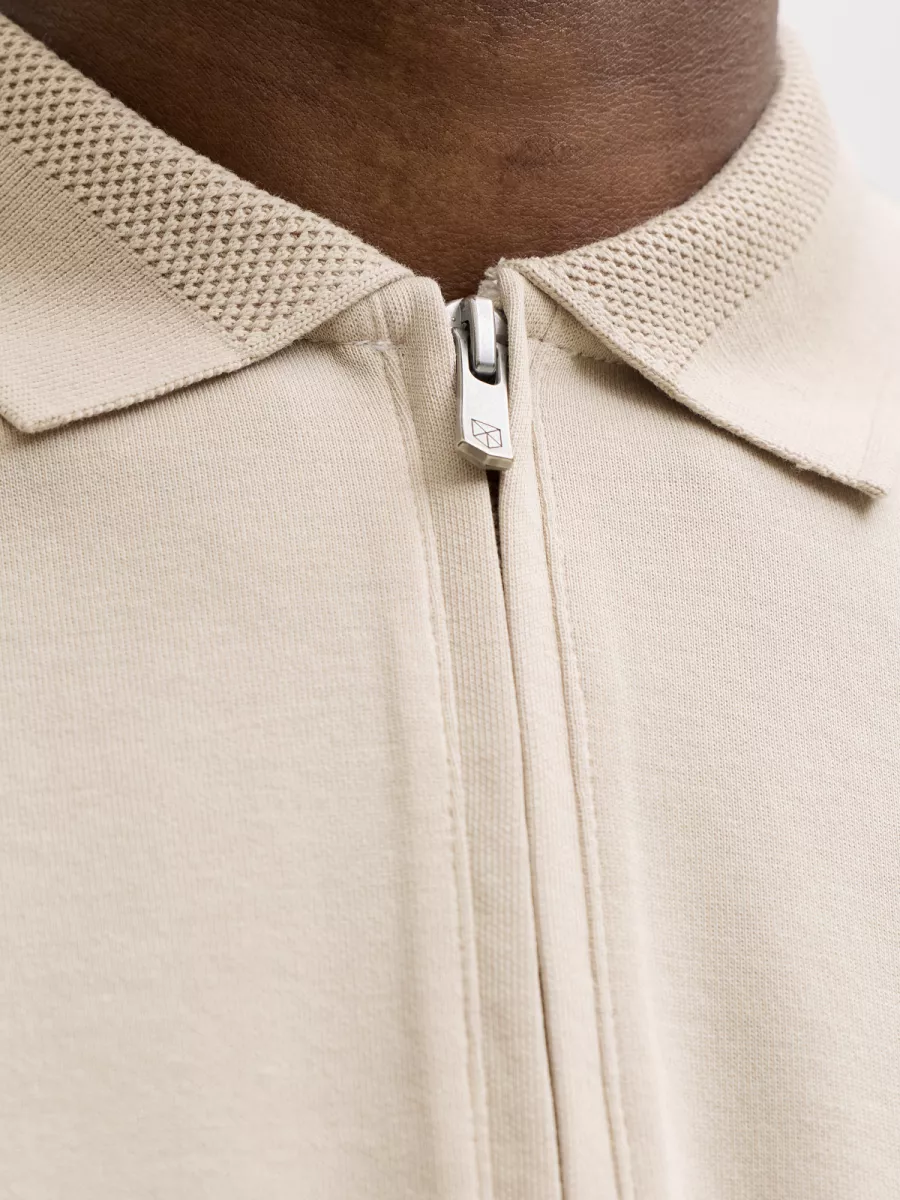 JACK & JONES-JPRBLAETHAN SS ZIP POLO SN-12292992-Ancient scroll-BRUIN