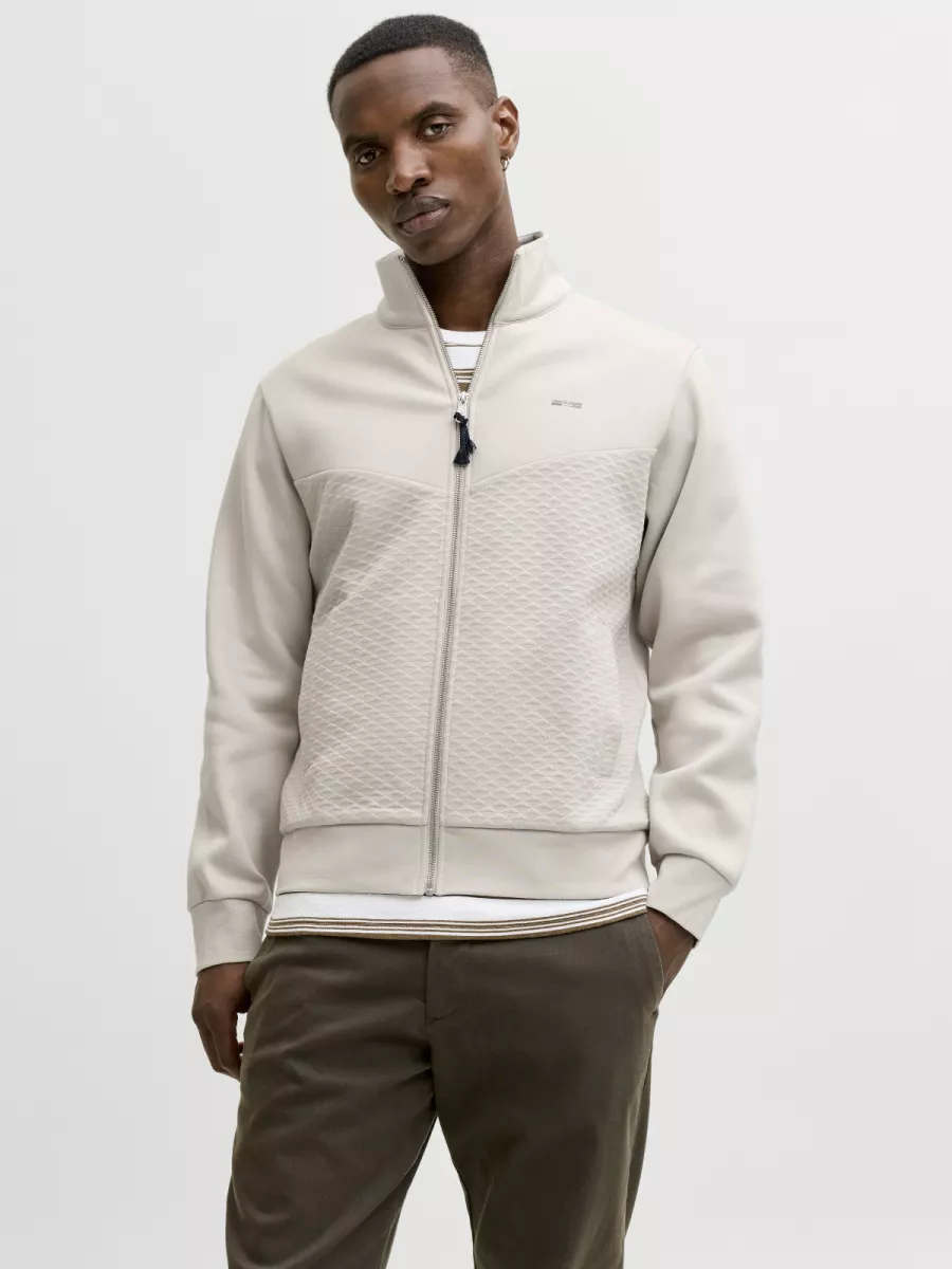 JACK & JONES-JPRBLUFRANKIE SWEAT ZIP HIGH NECK S-12275675-Moonstruck-GRIJS