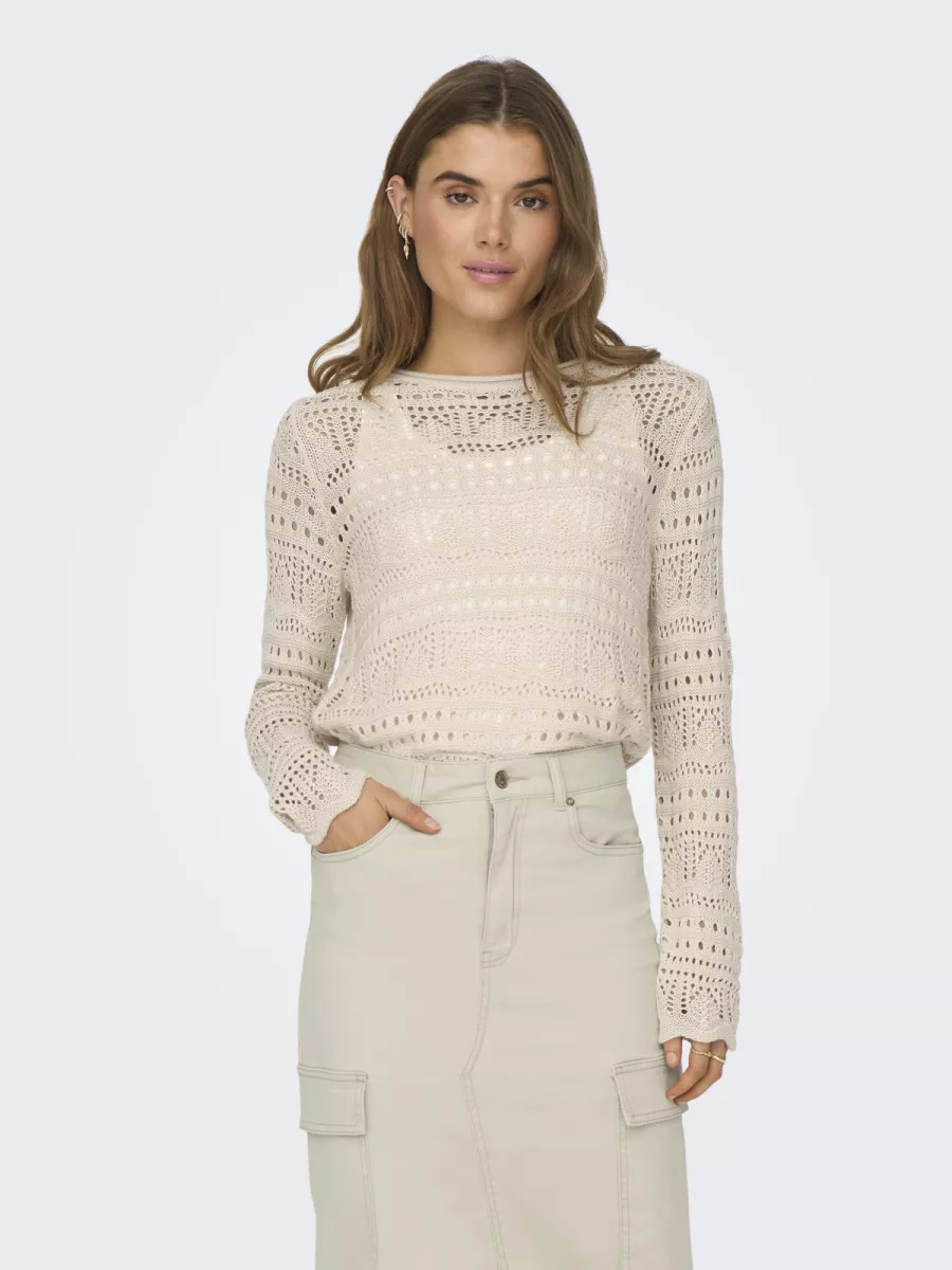 JDY-JDYSUN LAY L/S BOATNECK PULLOV. KNT-15287384-Tapioca-CREME