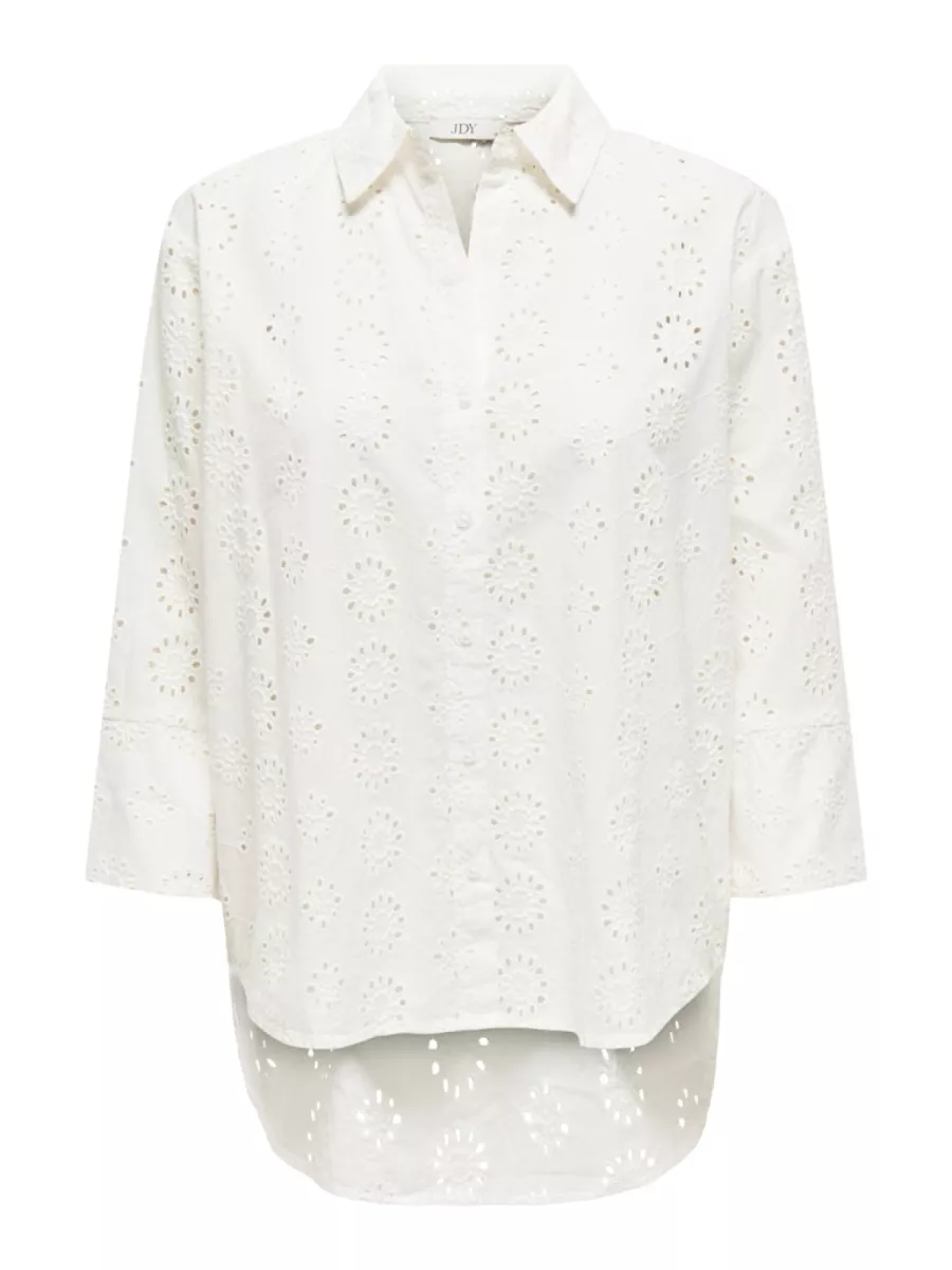 JDY-JDYTALLIE 3/4 LONG SHIRT WVN NOOS-15292179-Broderie Anglaise-CREME