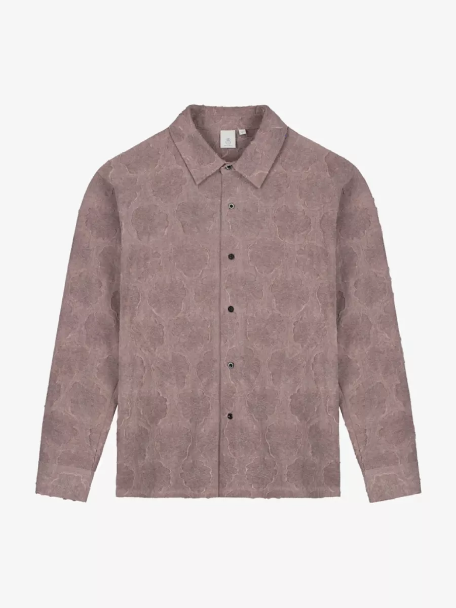 Law of the Sea-Saline garment dyed jacquard shirt-10370-207 nocturne-BLAUW