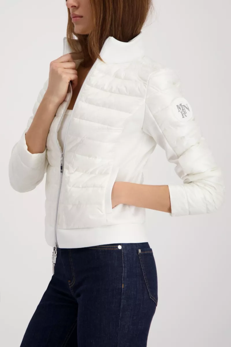 Monari-Quilted jacket with neoprene-410874-102 Off white-OFF WHITE