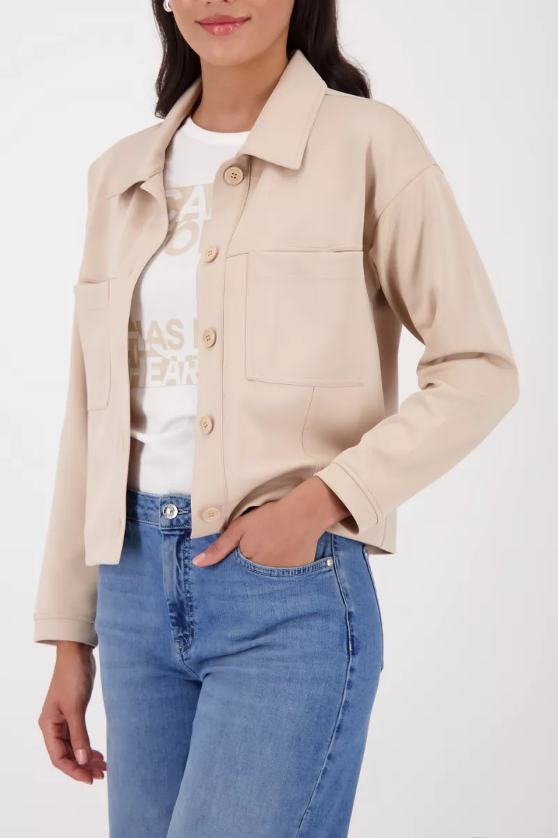 Monari-Sweat jacket with large pockets-410396-146 Sand-ZAND